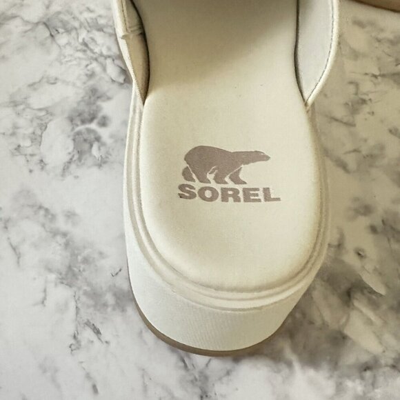 Sorel Day‎ Spring Slide Sandal Womens 9 Evereve Chalk Cream Leather New - Picture 4 of 9